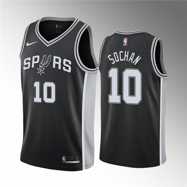 San Antonio Spurs #10 Jeremy Sochan Black Association Edition Stitched Jersey