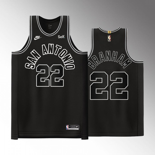 San Antonio Spurs #22 Malaki Branham Black Stitched Jersey