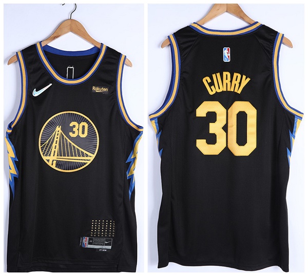 Golden State Warriors #30 Stephen Curry 75th Anniversary Black Stitched Basketball Jersey