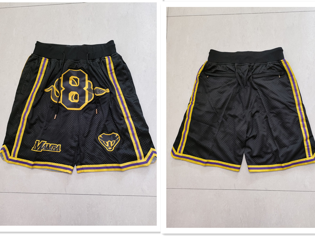 Los Angeles Lakers #8 Kobe Bryant Black Mamba Just Don Swingman Throwback Shorts