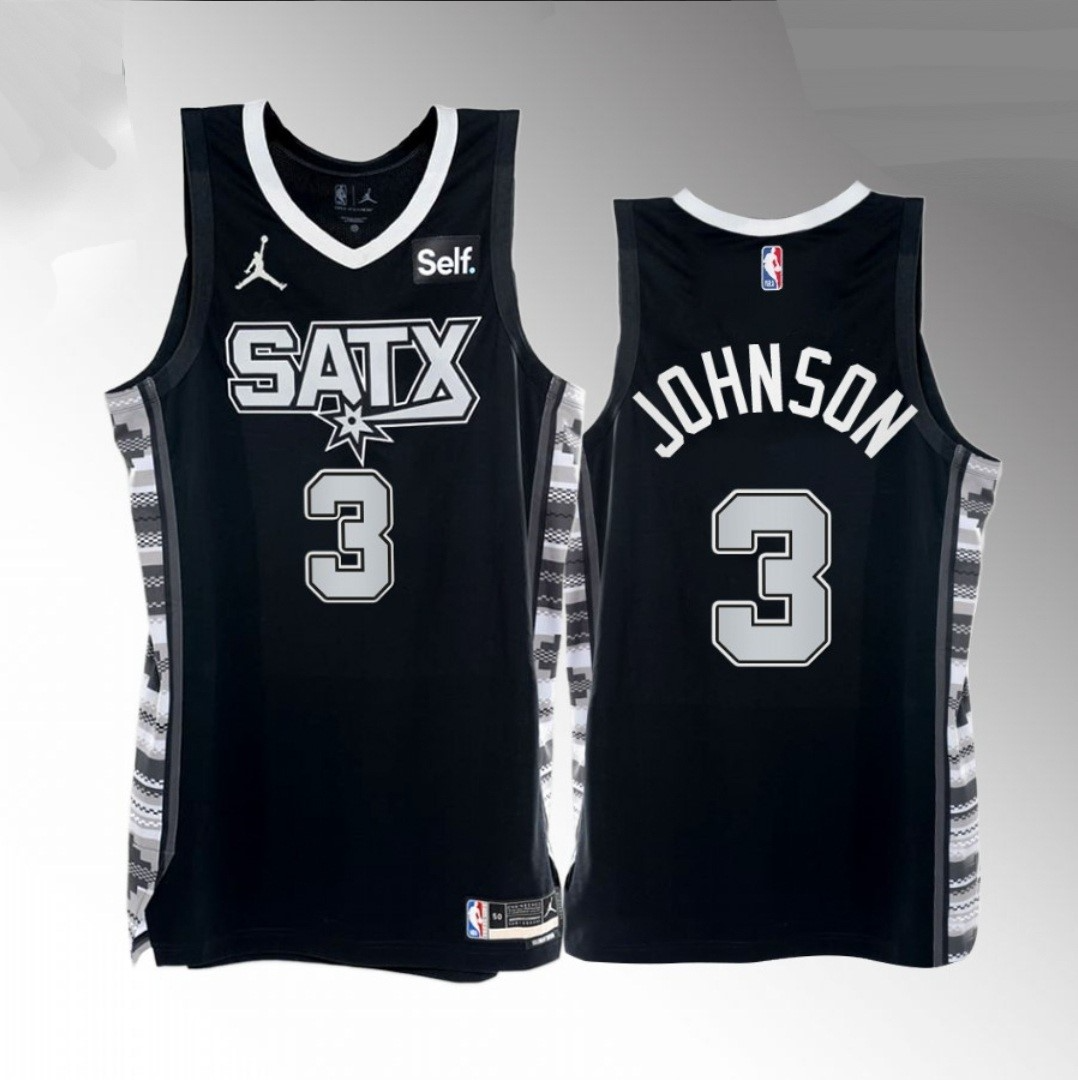 San Antonio Spurs #3 Keldon Johnson 2022-23 Black Stitched Jersey