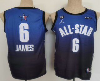 Los Angeles Lakers #6 LeBron James Navy Blue 2022 All Star 6 Patch Icon Sponsor Swingman Jersey