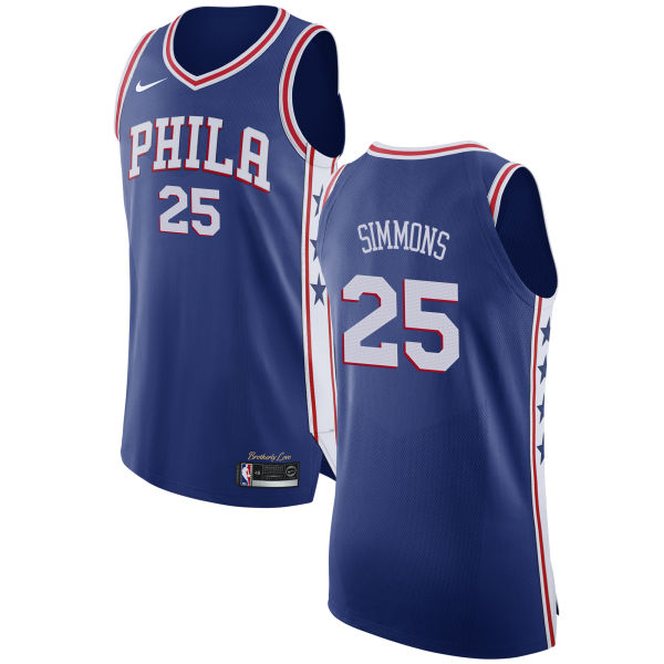 Nike 76ers #25 Ben Simmons Blue NBA Authentic Icon Edition Jersey