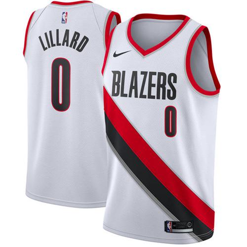 Nike Blazers #0 Damian Lillard White NBA Swingman Association Edition Jersey