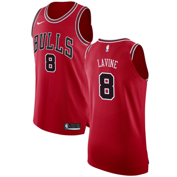 Nike Bulls #8 Zach LaVine Red NBA Authentic Icon Edition Jersey