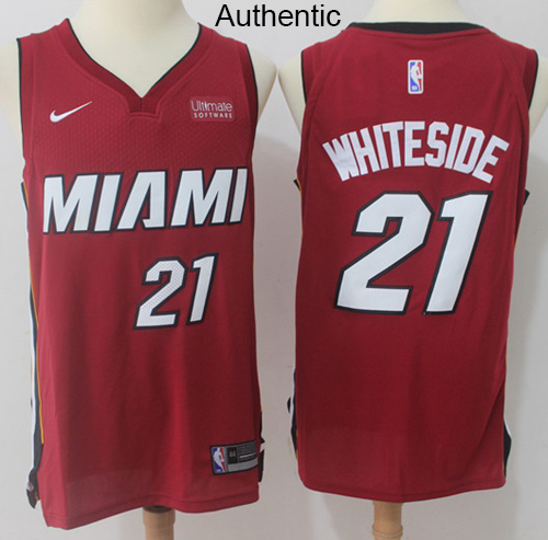 Nike Heat #21 Hassan Whiteside Red NBA Authentic Statement Edition Jersey