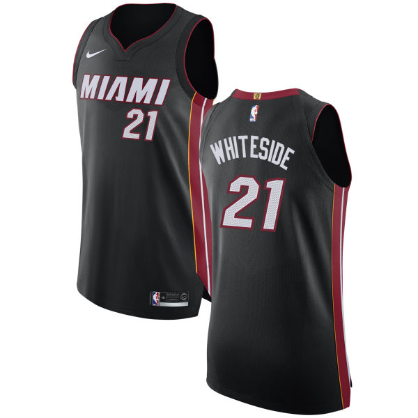 Nike Heat #21 Hassan Whiteside Black NBA Authentic Icon Edition Jersey