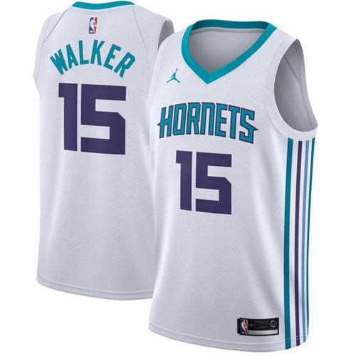 Nike Hornets #15 Kemba Walker White NBA Jordan Swingman Association Edition Jersey