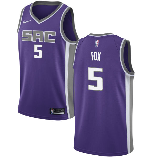 Nike Kings #5 De'Aaron Fox Purple NBA Swingman Icon Edition Jersey