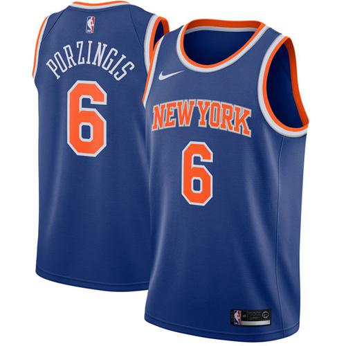 Nike Knicks #6 Kristaps Porzingis Blue NBA Swingman Icon Edition Jersey