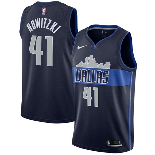 Nike Mavericks #41 Dirk Nowitzki Navy NBA Swingman Statement Edition Jersey