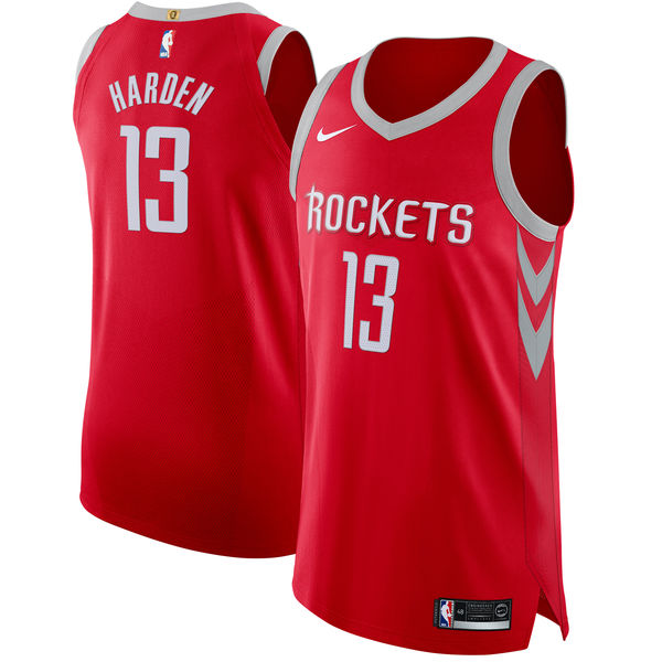 Nike Rockets #13 James Harden Red NBA Authentic Icon Edition Jersey