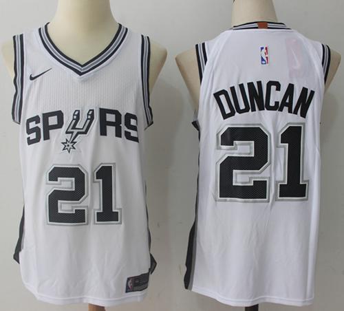 Nike Spurs #21 Tim Duncan White NBA Swingman Association Edition Jersey