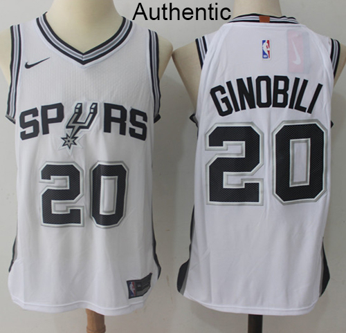 Nike Spurs #20 Manu Ginobili White NBA Authentic Association Edition Jersey