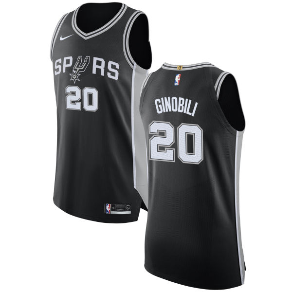 Nike Spurs #20 Manu Ginobili Black NBA Authentic Icon Edition Jersey