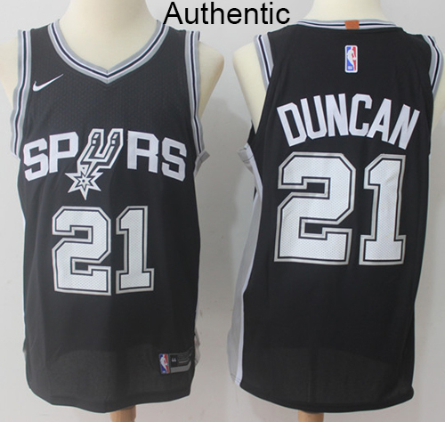 Nike Spurs #21 Tim Duncan Black NBA Authentic Icon Edition Jersey