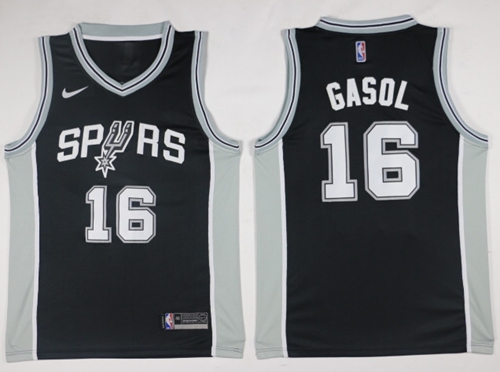 Nike Spurs #16 Pau Gasol Black NBA Swingman Icon Edition Jersey