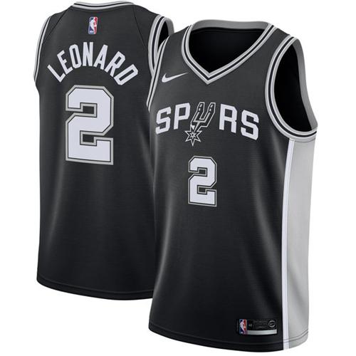 Nike Spurs #2 Kawhi Leonard Black NBA Swingman Icon Edition Jersey