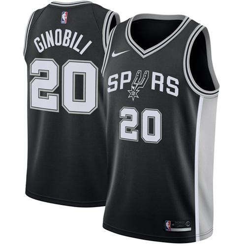 Nike Spurs #20 Manu Ginobili Black NBA Swingman Icon Edition Jersey