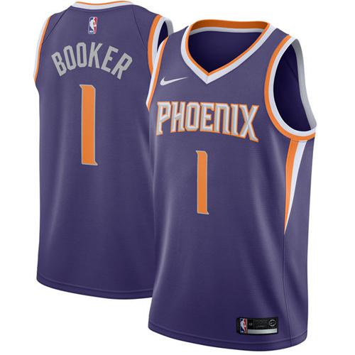 Nike Suns #1 Devin Booker Purple NBA Swingman Icon Edition Jersey
