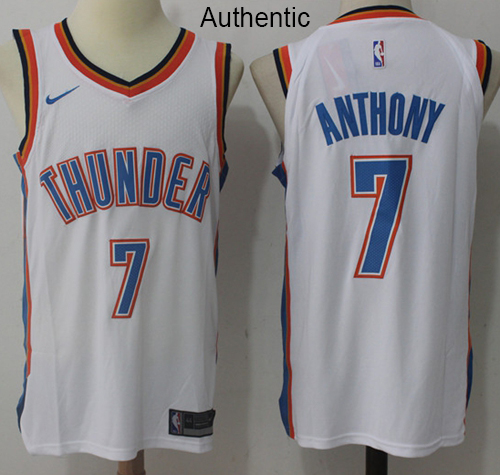 Nike Thunder #7 Carmelo Anthony White NBA Authentic Association Edition Jersey