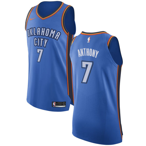 Nike Thunder #7 Carmelo Anthony Blue NBA Authentic Icon Edition Jersey