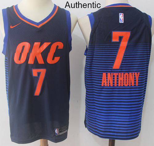 Nike Thunder #7 Carmelo Anthony Navy Blue NBA Authentic Statement Edition Jersey