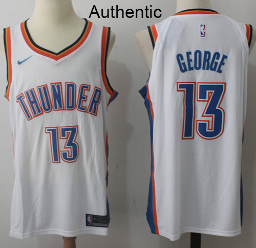 Nike Thunder #13 Paul George White NBA Authentic Association Edition Jersey