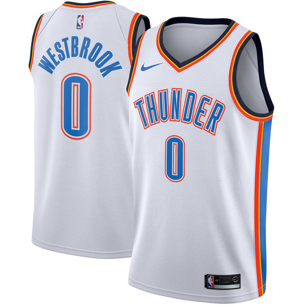 Nike Thunder #0 Russell Westbrook White NBA Swingman Association Edition Jersey