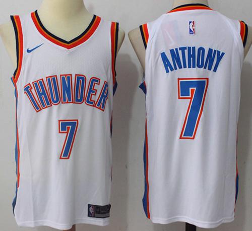 Nike Thunder #7 Carmelo Anthony White NBA Swingman Association Edition Jersey