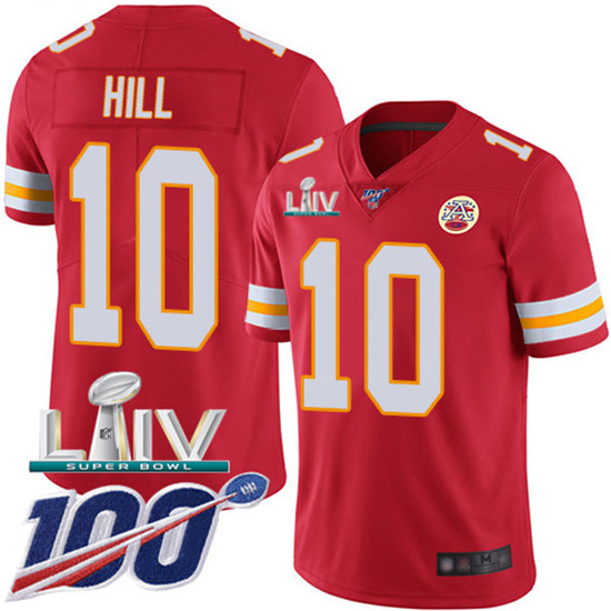 2020 Kansas City Chiefs #10 Tyreek Hill Red Super Bowl LIV 2020 Team Color Youth Stitched NFL 100th