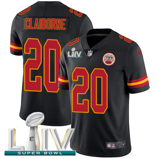 2020 Kansas City Chiefs #20 Morris Claiborne Black Super Bowl LIV 2020 Youth Stitched NFL Limited Ru