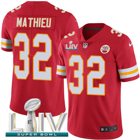 2020 Kansas City Chiefs #32 Tyrann Mathieu Red Super Bowl LIV 2020 Team Color Youth Stitched NFL Vap