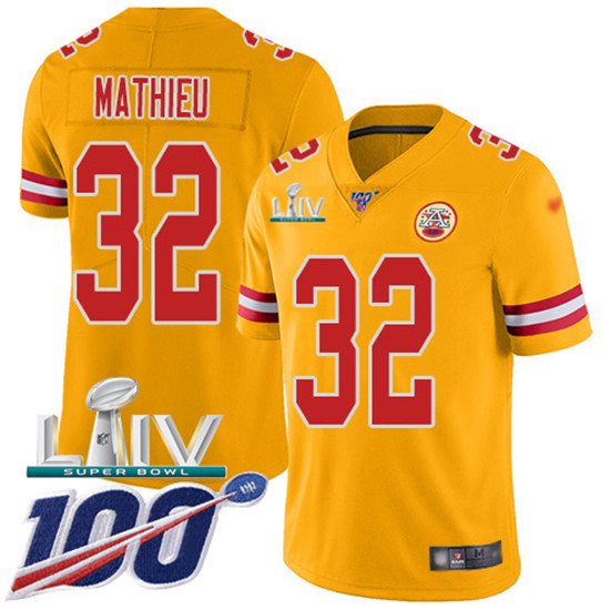 2020 Kansas City Chiefs #32 Tyrann Mathieu Gold Super Bowl LIV 2020 Youth Stitched NFL Limited Inver