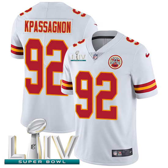 2020 Kansas City Chiefs #92 Tanoh Kpassagnon White Super Bowl LIV 2020 Youth Stitched NFL Vapor Unto