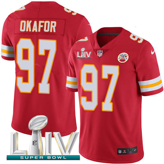 2020 Kansas City Chiefs #97 Alex Okafor Red Super Bowl LIV 2020 Team Color Youth Stitched NFL Vapor