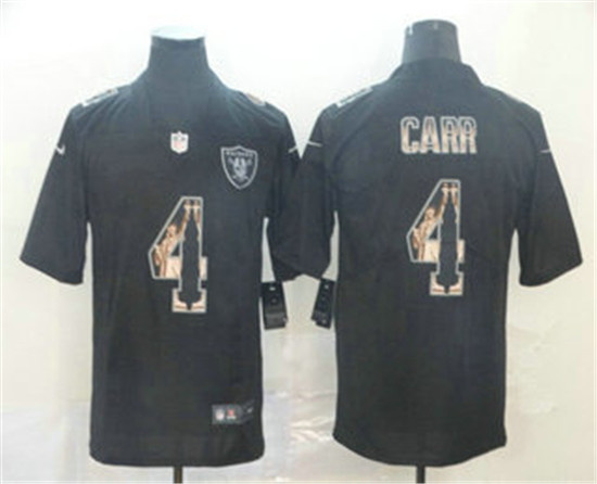 2020 Las Vegas Raiders #4 Derek Carr Black Statue Of Liberty Stitched NFL Limited Jersey