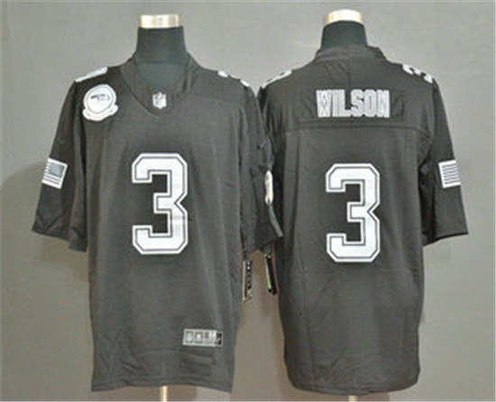 2020 Seattle Seahawks #3 Russell Wilson Black Olive 2019 Salute To Service Stitched NFL Limited Jers