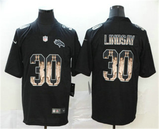2020 Denver Broncos #30 Phillip Lindsay 2019 Black Statue Of Liberty Stitched NFL Limited Jersey