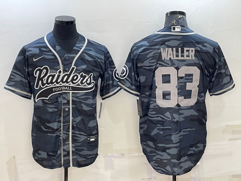 Las Vegas Raiders #83 Darren Waller Grey Camo With Patch Cool Base Stitched Baseball Jersey