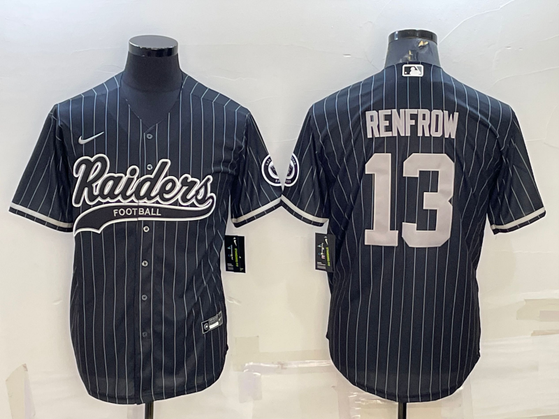 Las Vegas Raiders #13 Hunter Renfrow Black With Patch Cool Base Stitched Baseball Jersey