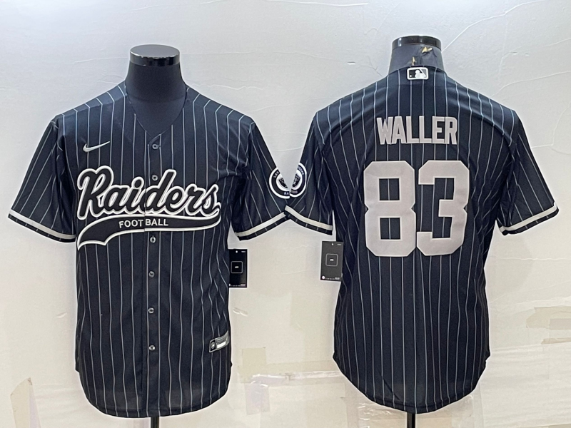 Las Vegas Raiders #83 Darren Waller Black With Patch Cool Base Stitched Baseball Jersey