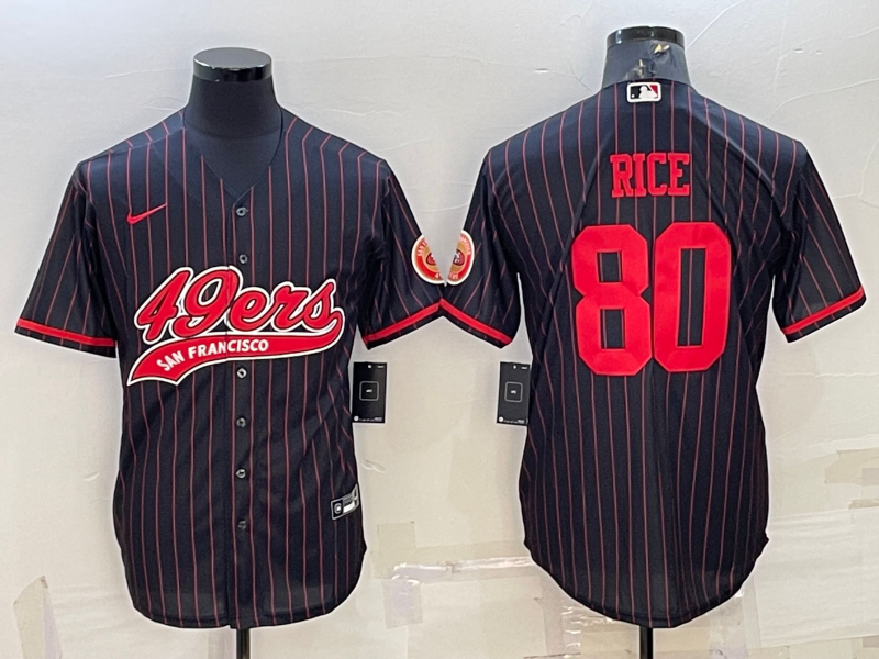 San Francisco 49ers #80 Jerry Rice Black With Patch Cool Base Stitched Baseball Jersey