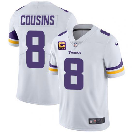 Minnesota Vikings 2022 #8 Kirk Cousins White With 4-Star C Patch Vapor Untouchable Limited Stitched