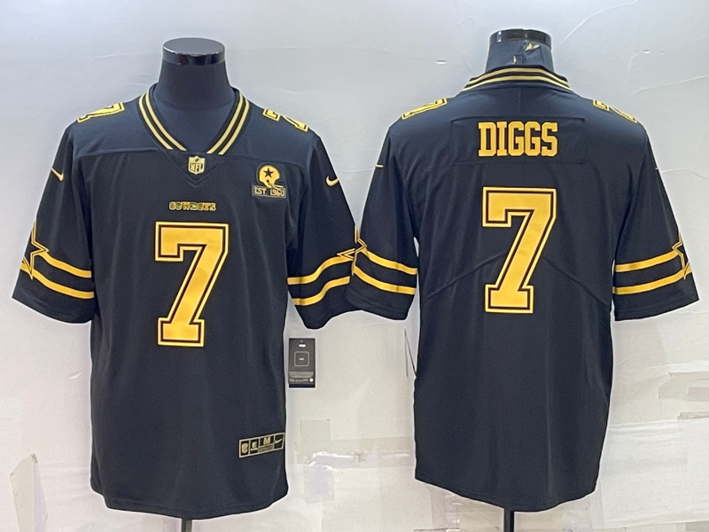 Dallas Cowboys #7 Trevon Diggs Black Gold Edition With 1960 Patch Limited Stitched Football Jersey