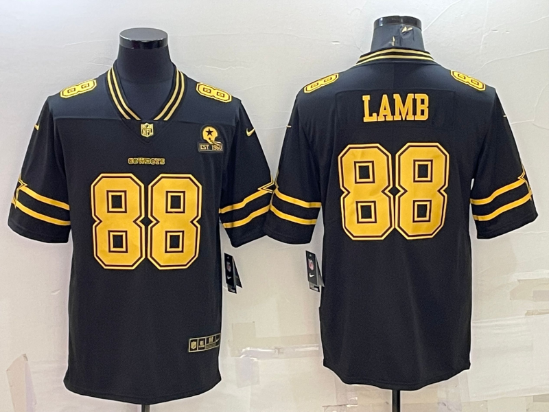 Dallas Cowboys #88 CeeDee Lamb Black Gold Edition With 1960 Patch Limited Stitched Football Jersey