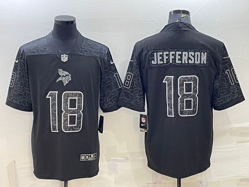 Minnesota Vikings #18 Justin Jefferson Black Reflective Limited Stitched Football Jersey