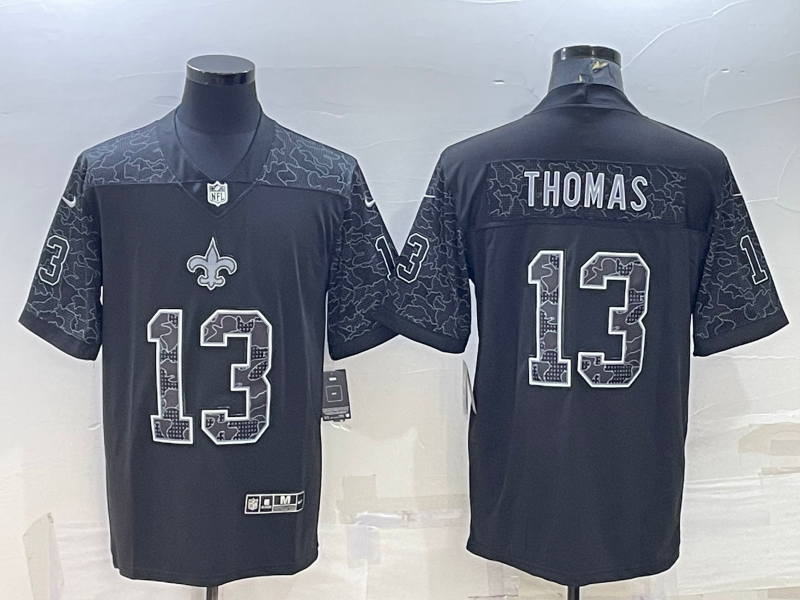 New Orleans Saints #13 Michael Thomas Black Reflective Limited Stitched Football Jersey