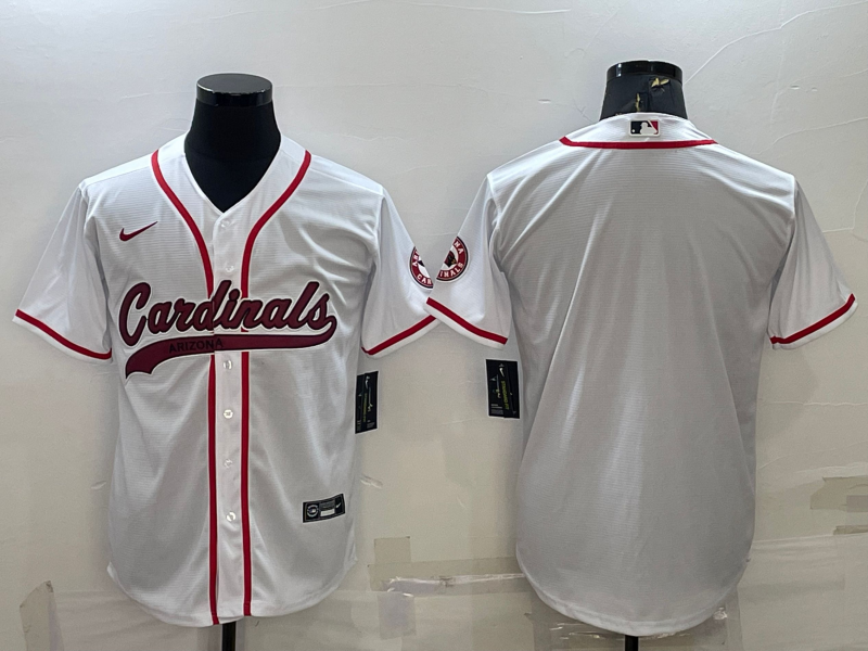Arizona Cardinals Blank White With Patch Cool Base Stitched Baseball Jersey