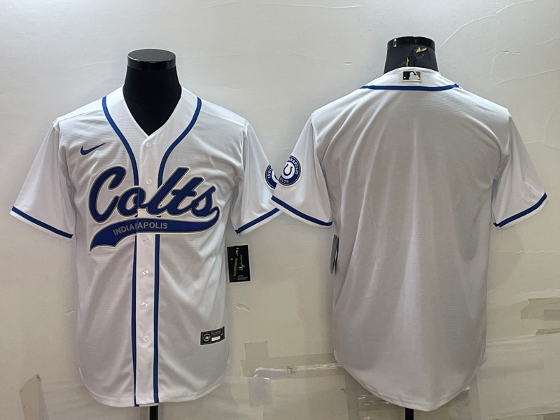 Indianapolis Colts Blank White Cool Base Stitched Baseball Jersey